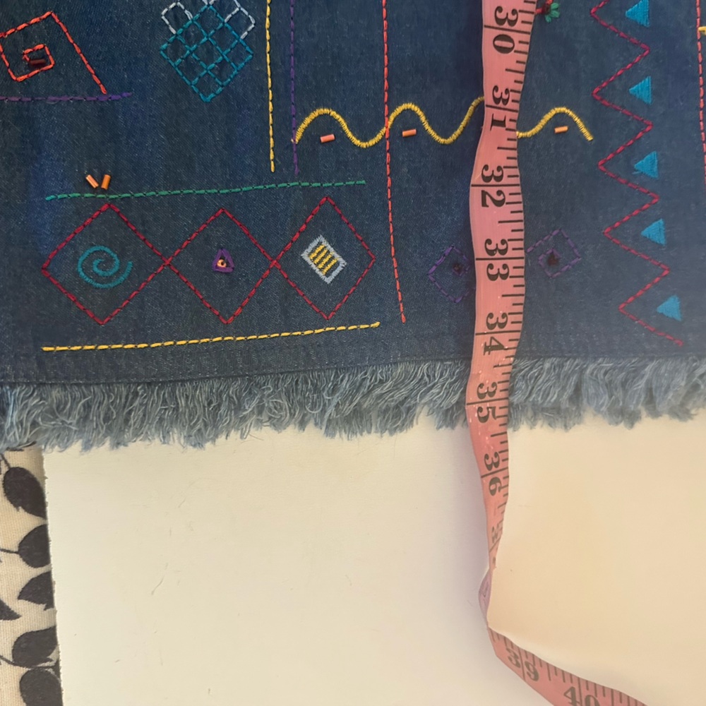 Napa Valley Denim Boho Embroidered Geometric Trim Vintage 90’s/Y2K Skirt NWT 12 - Picture 15 of 15